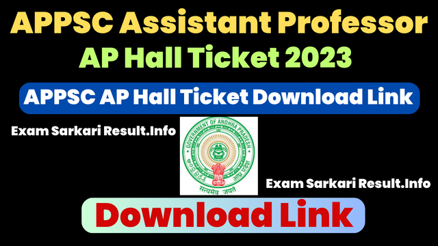 APPSC Assistant Professor Hall Ticket
