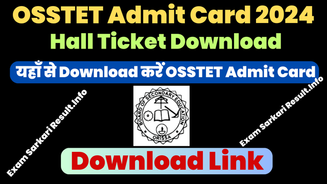 OSSTET Admit Card 2024