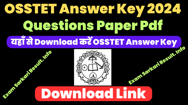 OSSTET Answer Key 2024