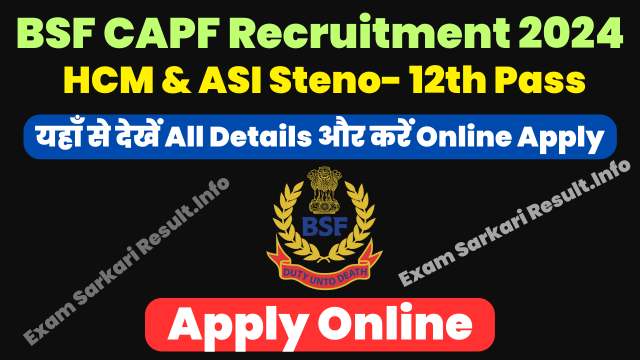 BSF CAPFs HCM, ASI Steno Recruitment 2024 Notification For 1526 Posts