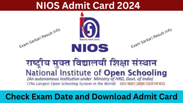 NIOS Admit Card 2024