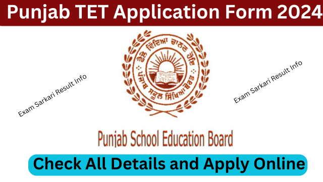 Punjab TET Application Form 2024