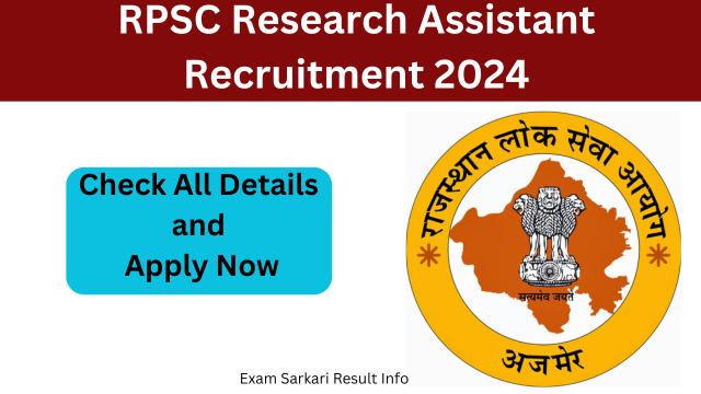 RPSC Research Assistant Recruitment 2024