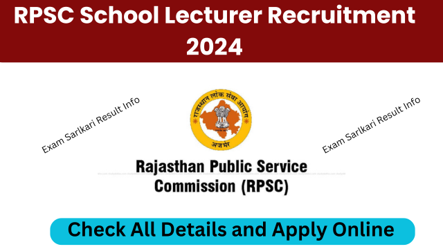 RPSC School Lecturer Recruitment 2024