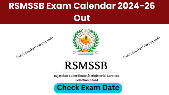 RSMSSB Exam Calendar 2024-26