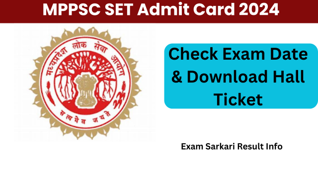 MPPSC SET Admit Card 2024