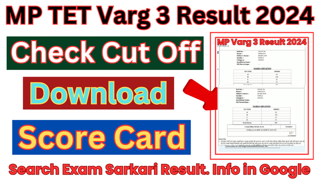 MP TET Varg 3 Result 2024-25