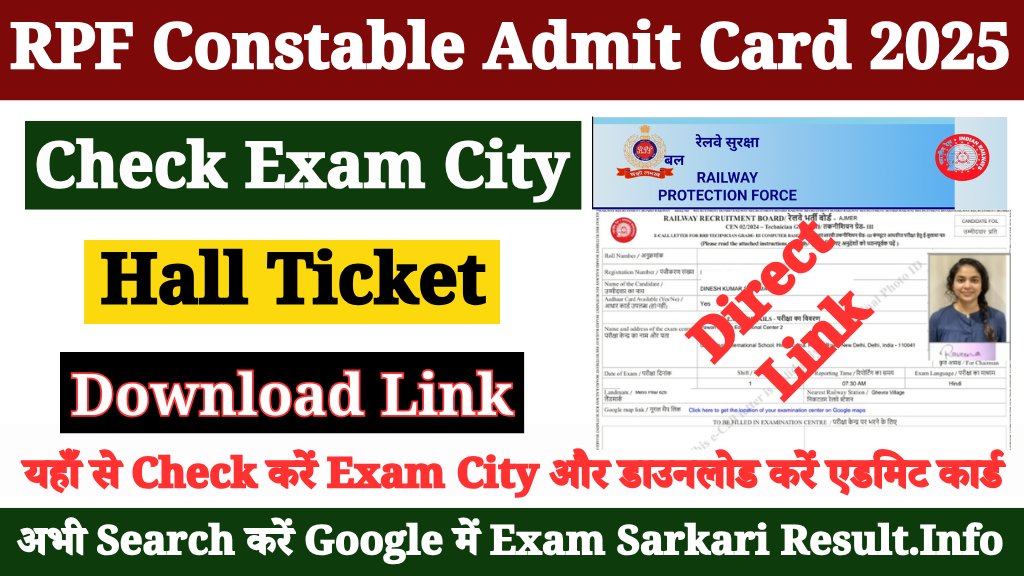 RPF Constable Admit Card 2025 (Link)