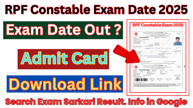 RPF Constable Exam Date 2025