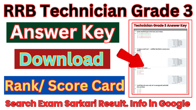 RRB Technician Grade 3 Answer Key 2024