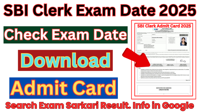 SBI Clerk Exam Date 2025