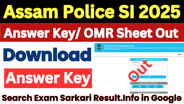 Assam Police SI Answer Key 2025