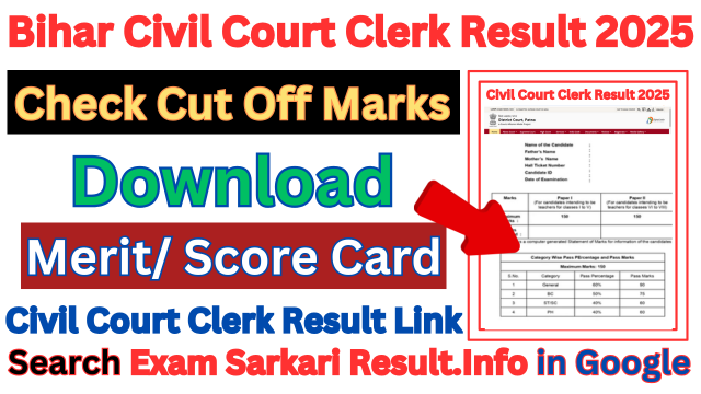 Bihar Civil Court Clerk Result 2025