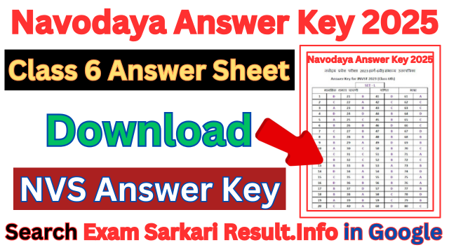 Navodaya Answer Key 2025 Class 6