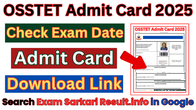 OSSTET Admit Card 2025