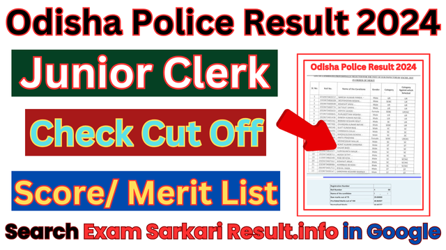 Odisha Police Junior Clerk Result 2024