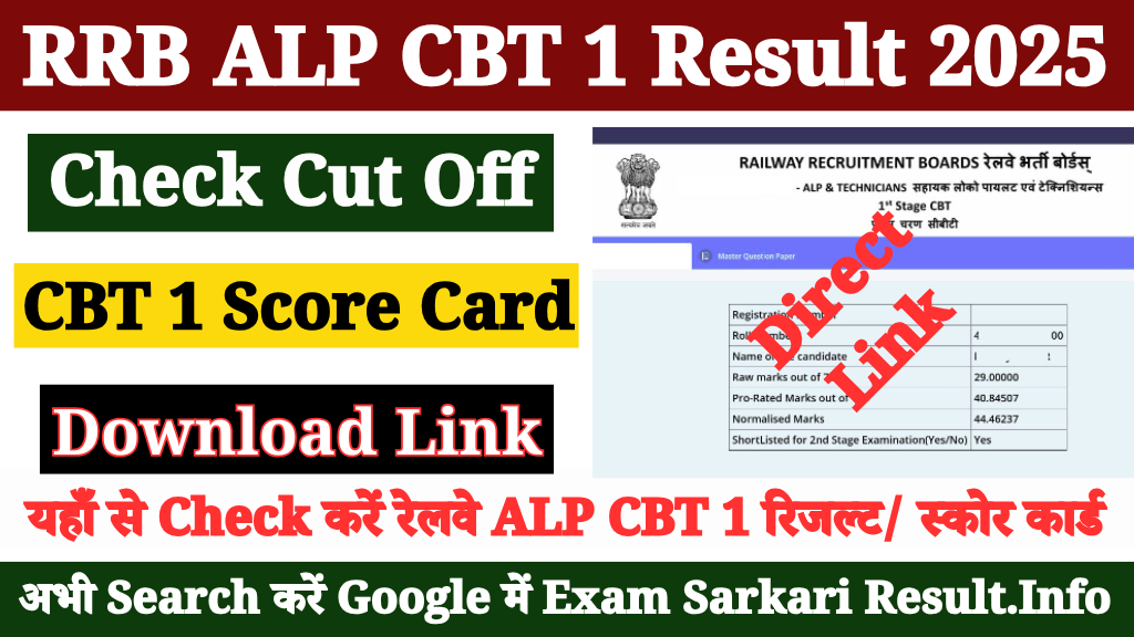 RRB ALP Result 2025 CBT 1