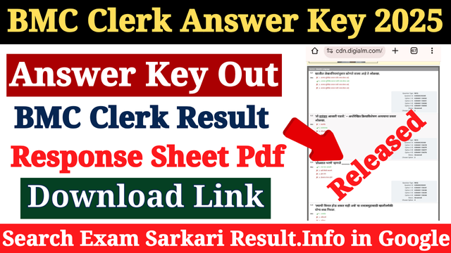 BMC Clerk Answer Key 2025 Out