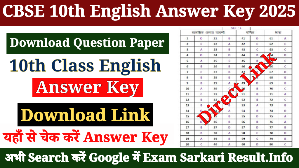 CBSE 10th Class English Answer Key 2025