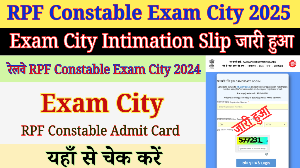 RPF Constable Exam City