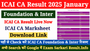 ICAI CA Result 2025 Released at icai.nic.in, Check CA Foundation and