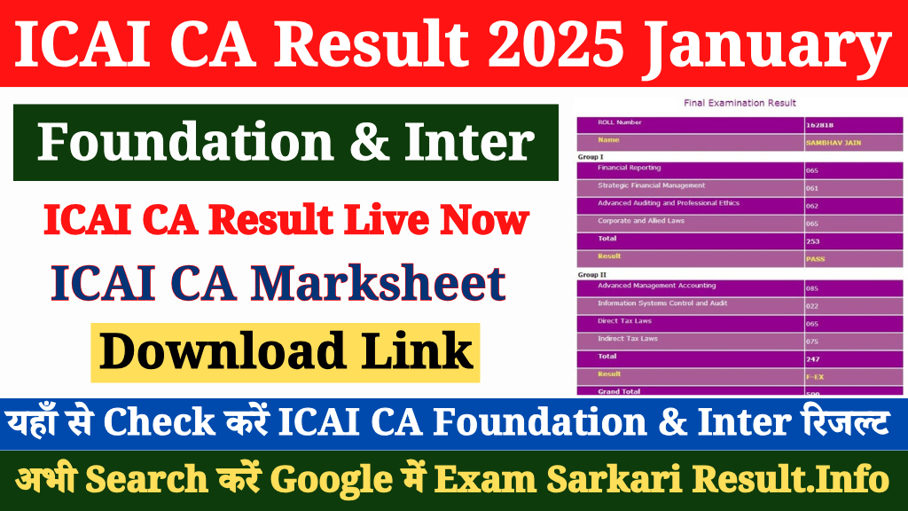 ICAI CA Result 2025 (Link) Release Today