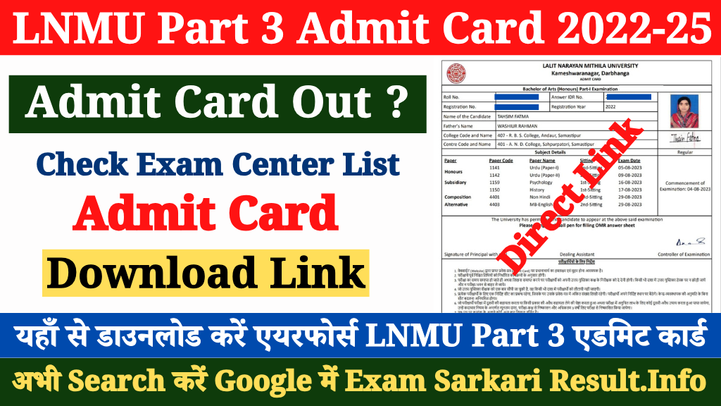 LNMU Part 3 Admit Card 2022 25 Release Today