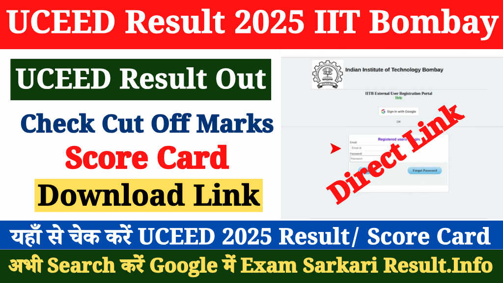 UCEED Result 2025 (Link) Declared at uceed.iitb.ac.in