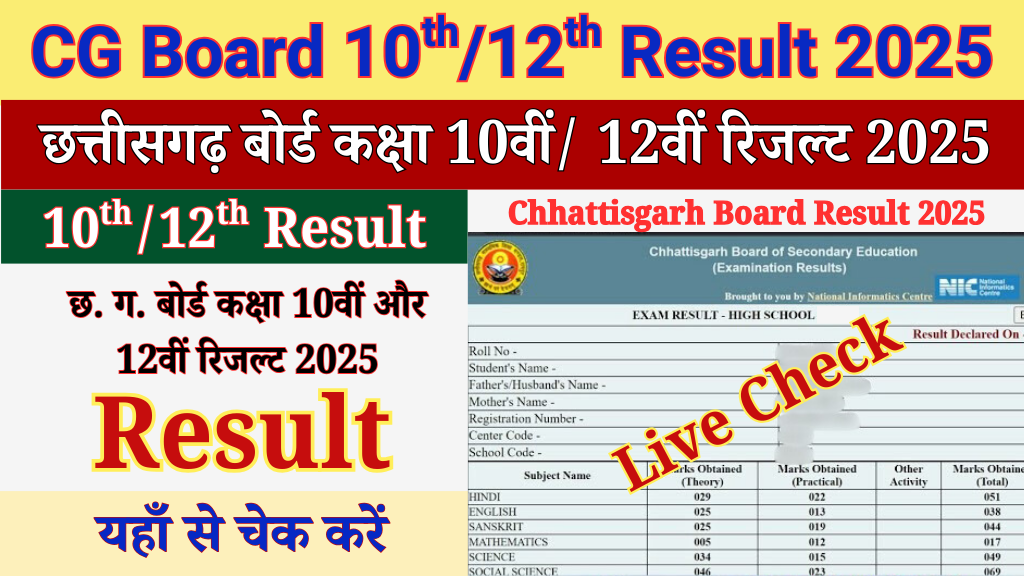 CGBSE 10th 12th Result