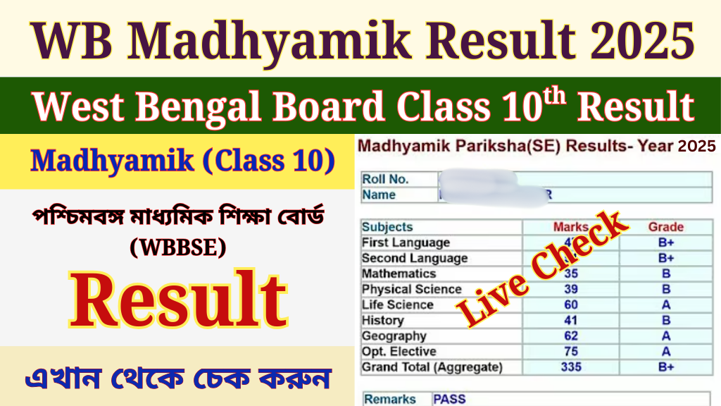 WB Madhyamik Result 2025