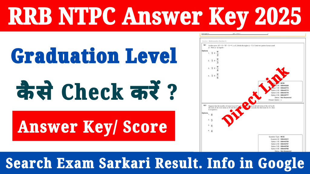 RRB NTPC Answer Key 2025 Out Today