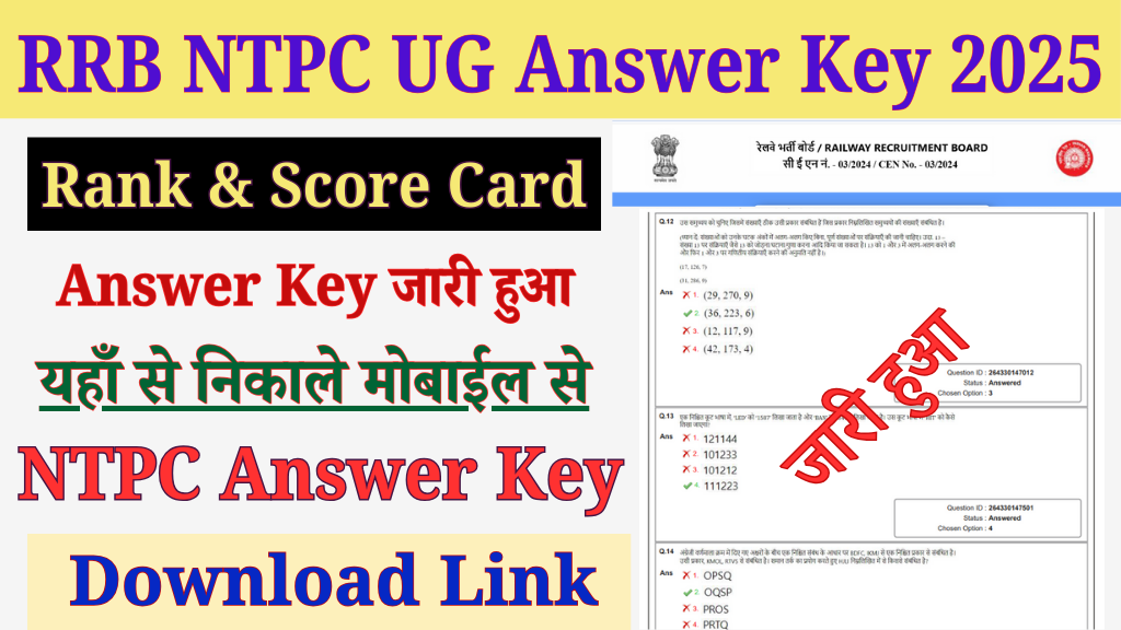 RRB NTPC UG Answer Key 2025 Out Today