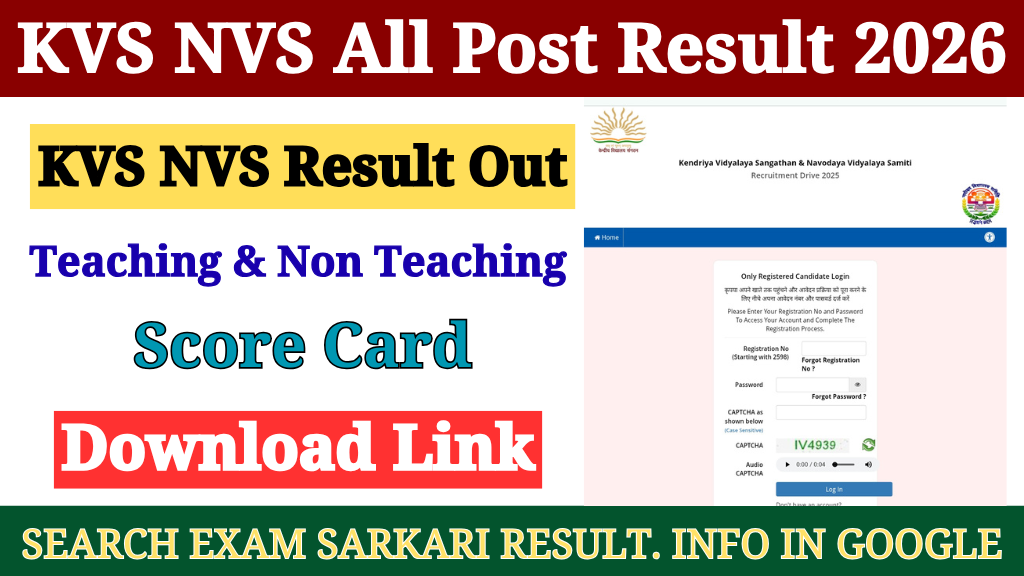 KVS NVS Result 2026 Out