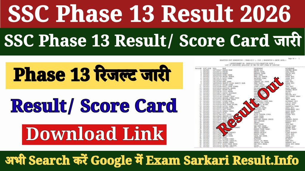 SSC Selection Post Phase 13 Result 2026 Out