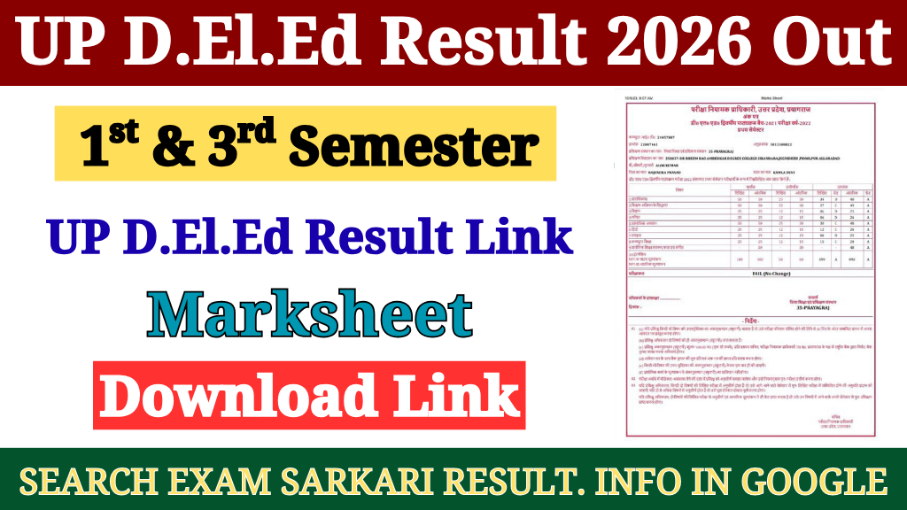 UP D.El.Ed 1st & 3rd Semester Result 2026 Out at btcresult.in