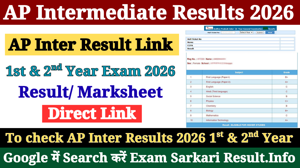 AP Inter Results 2026 at bie.ap.gov.in